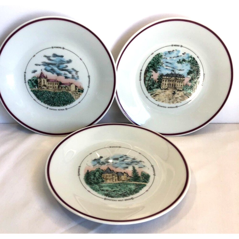 3 J. Vieillard Philippe Deshoulieres Limoges Medals of Bordeaux Chateau Plates